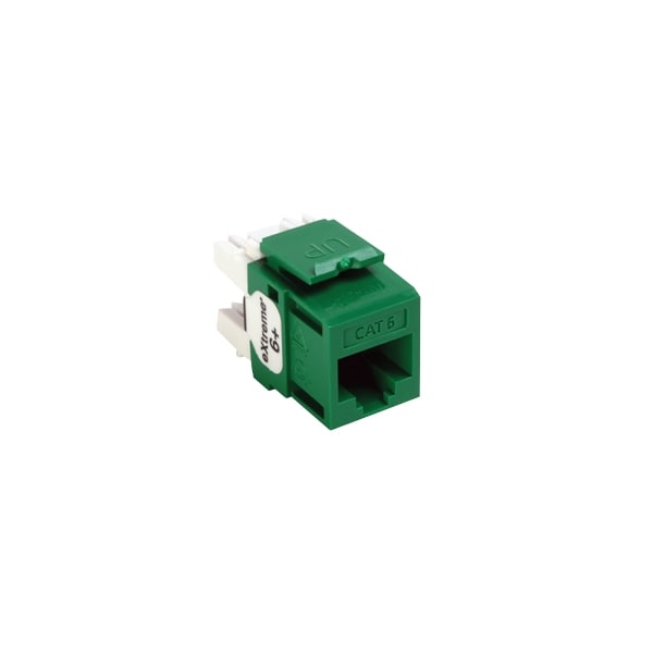 Leviton 1-Port Mod Jack 110 8W8P Utp, T568A/B Cat6 Quickport, Extreme 6+ Green 61110-RV6 - main